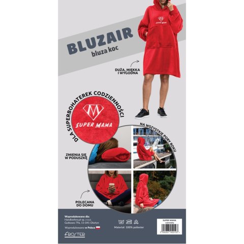 Bluzair SUPER MAMA - Bluza koc - Czerwony - prezent dla mamy - dzień mamy